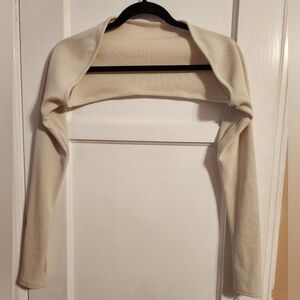 Cream Ribbed Shrug Bolero - Lightweight Layering Piece With Finger Holes
